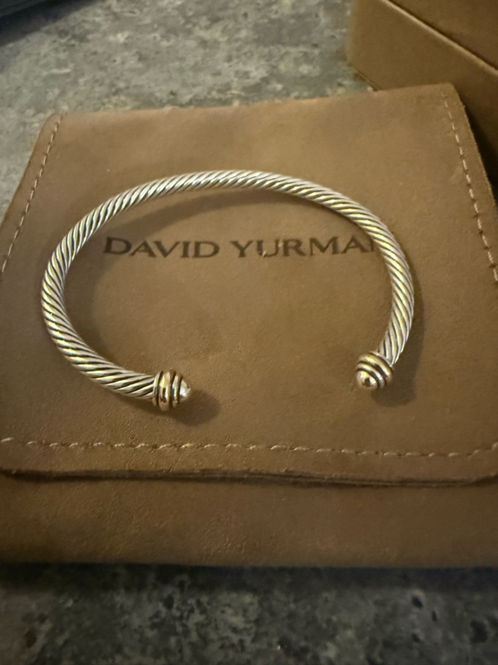 David Yurman Sterling Silver Cable Bracelet with Gold Accents NWOT